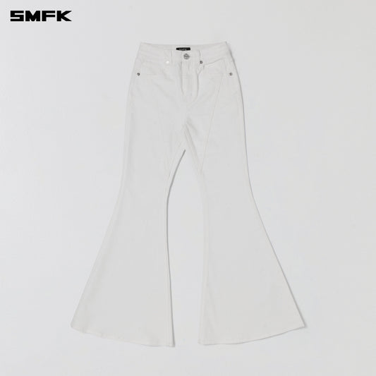 SMFK Wild Mirage Fishtail Denim Pants Cotton Cloud White