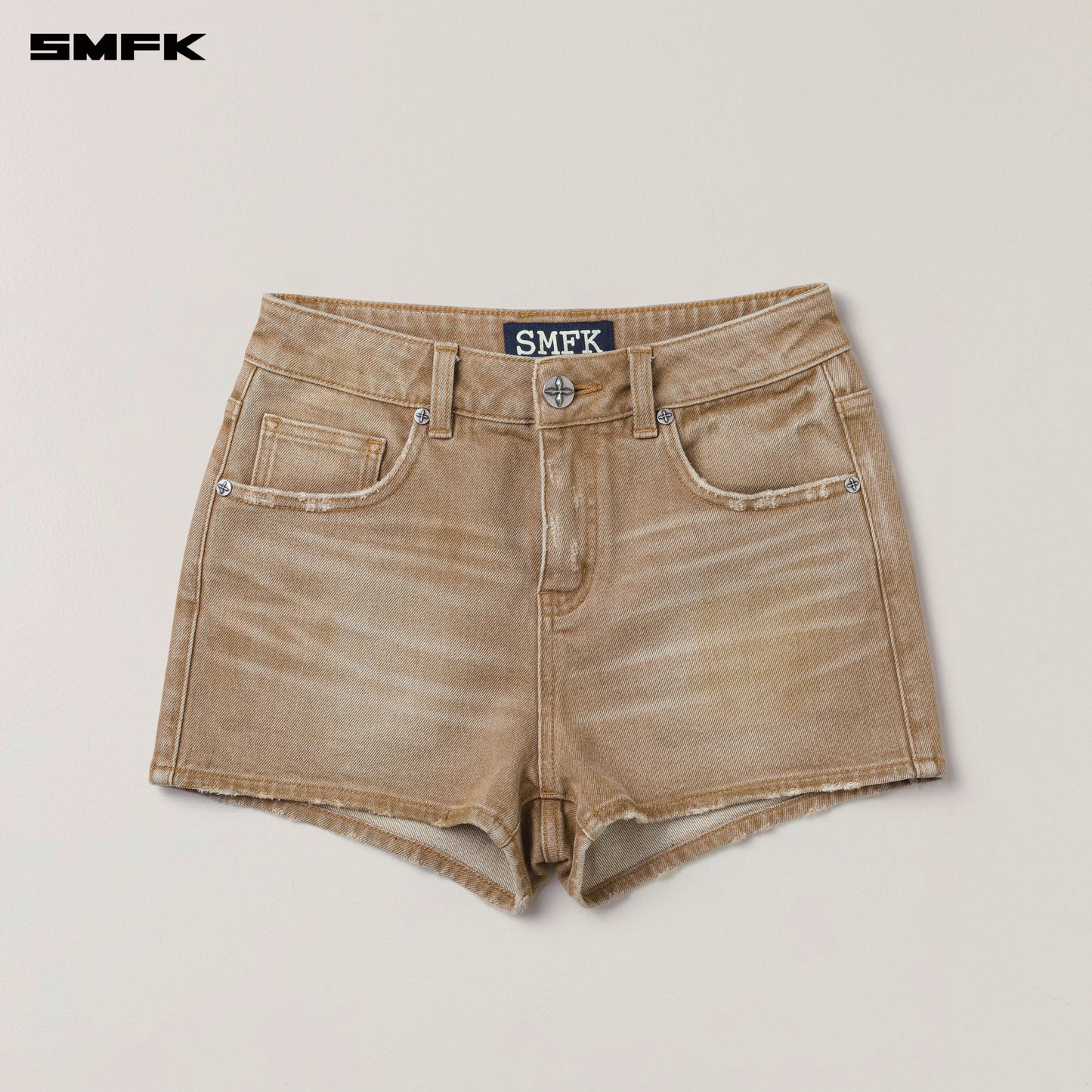 SMFK Rage Wild Handcraft High Waist Denim Shorts Wild Cowboy Brown