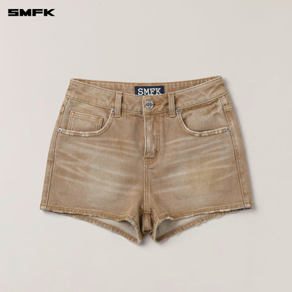 SMFK Rage Wild Handcraft High Waist Denim Shorts Wild Cowboy Brown