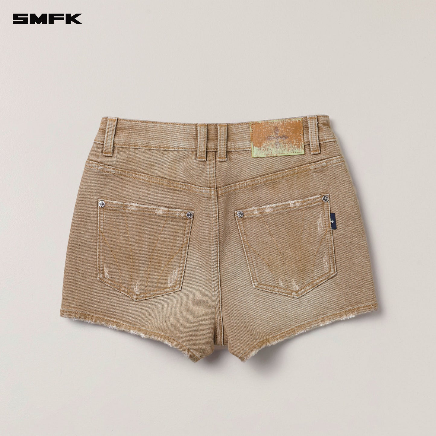 SMFK Rage Wild Handcraft High Waist Denim Shorts Wild Cowboy Brown