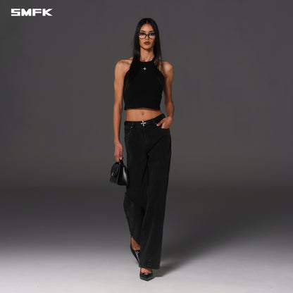 SMFK Vintage Vanish Straight Denim Pants Garment Dye Vanish Black