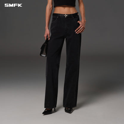 SMFK Vintage Vanish Straight Denim Pants Garment Dye Vanish Black