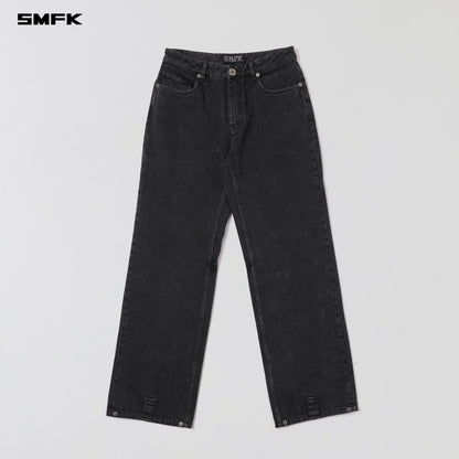 SMFK Vintage Vanish Straight Denim Pants Garment Dye Vanish Black