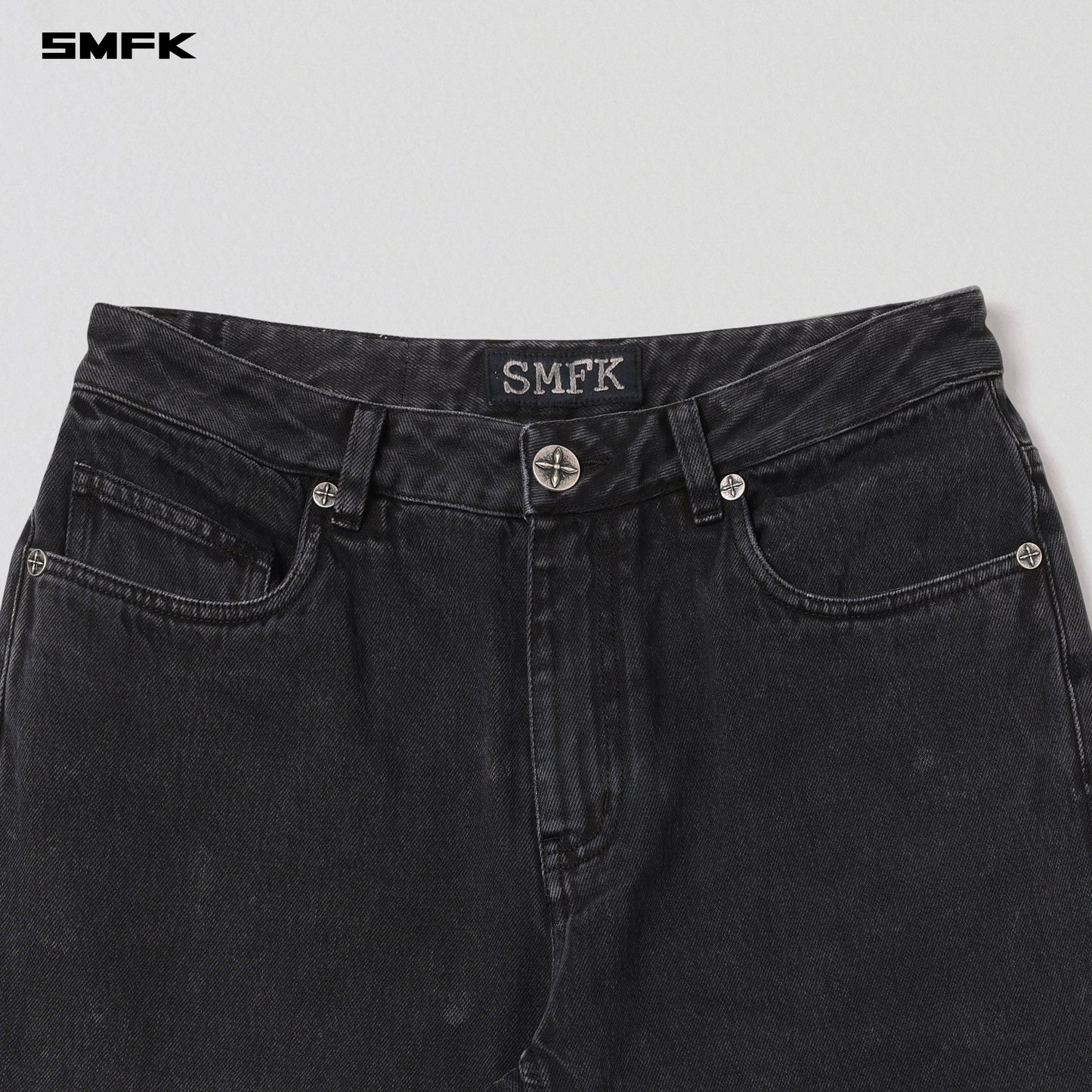 SMFK Vintage Vanish Straight Denim Pants Garment Dye Vanish Black