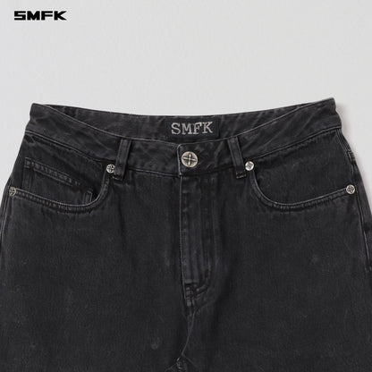 SMFK Vintage Vanish Straight Denim Pants Garment Dye Vanish Black