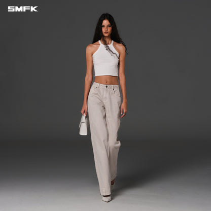 SMFK Vintage Vanish Straight Denim Pants Garment Dye Vanish White