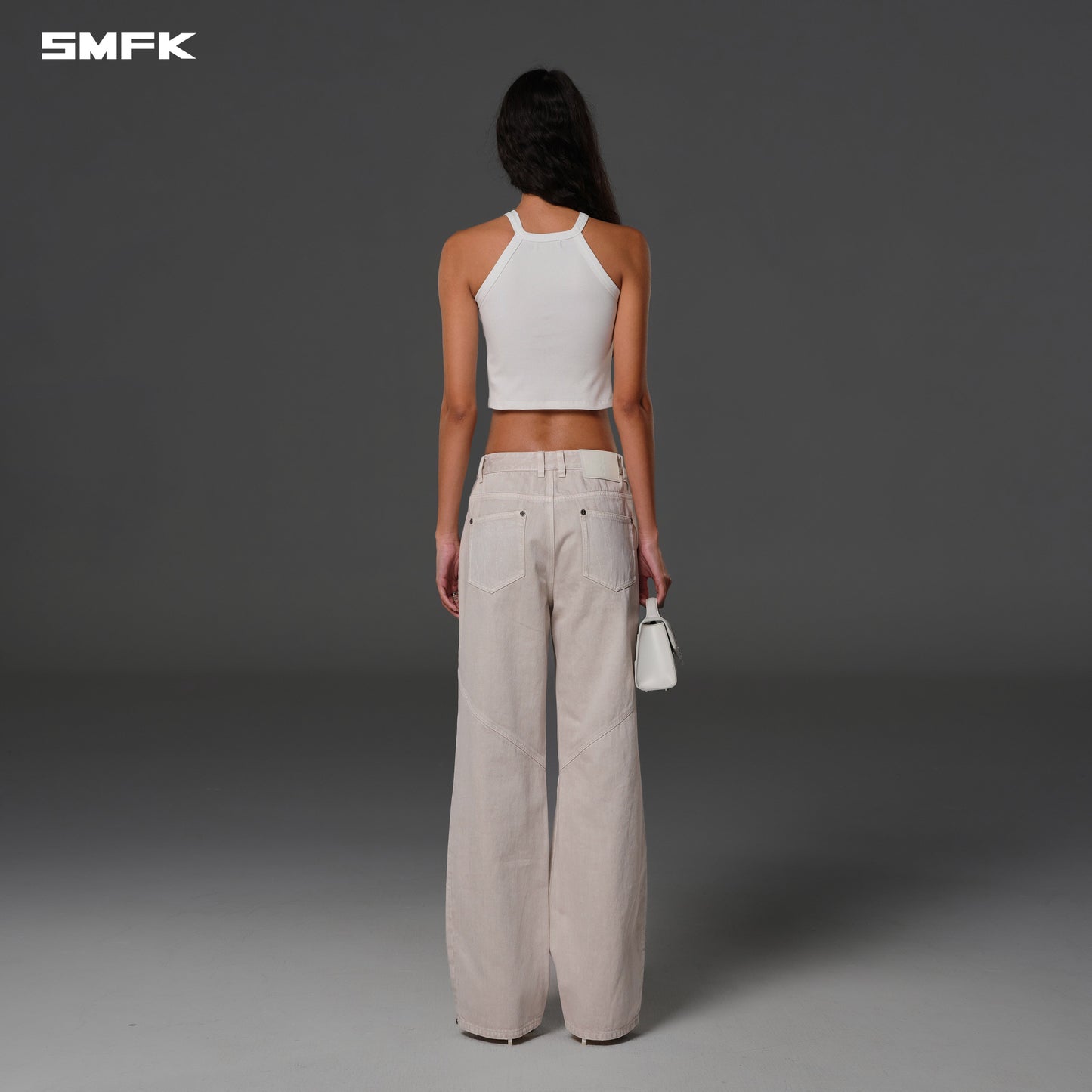 SMFK Vintage Vanish Straight Denim Pants Garment Dye Vanish White