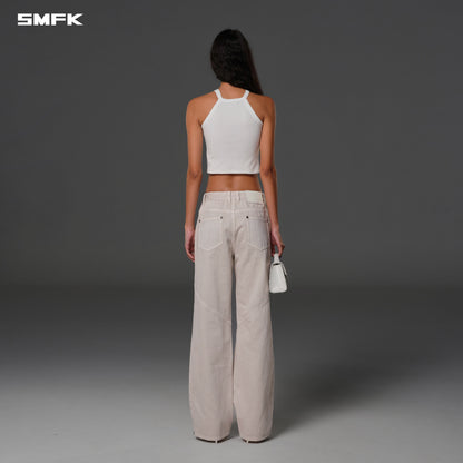 SMFK Vintage Vanish Straight Denim Pants Garment Dye Vanish White