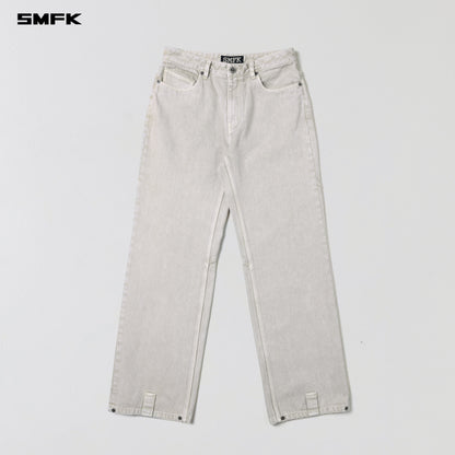 SMFK Vintage Vanish Straight Denim Pants Garment Dye Vanish White