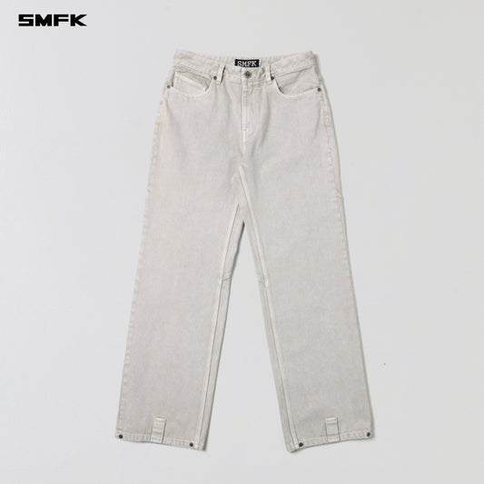 SMFK Vintage Vanish Straight Denim Pants Garment Dye Vanish White