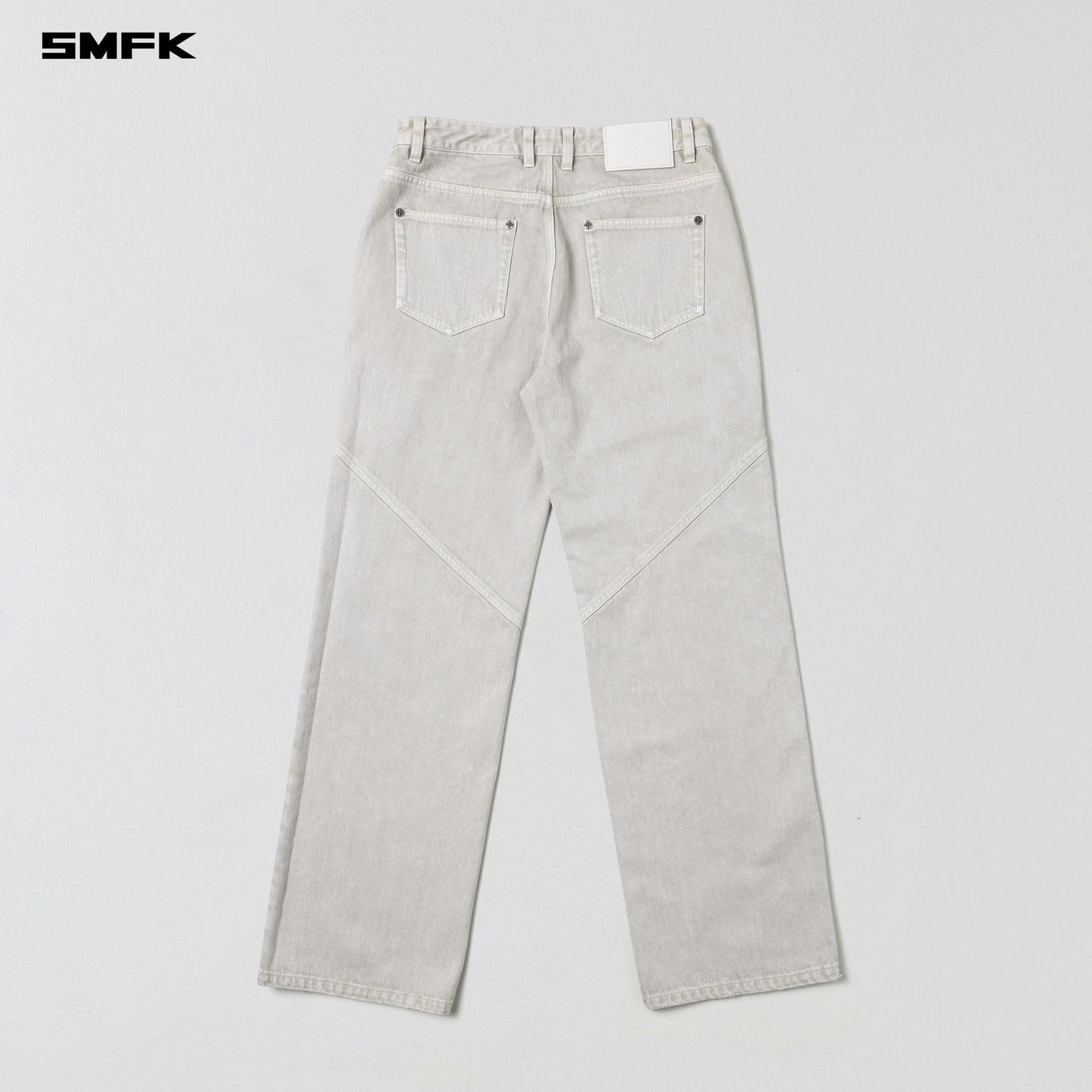 SMFK Vintage Vanish Straight Denim Pants Garment Dye Vanish White