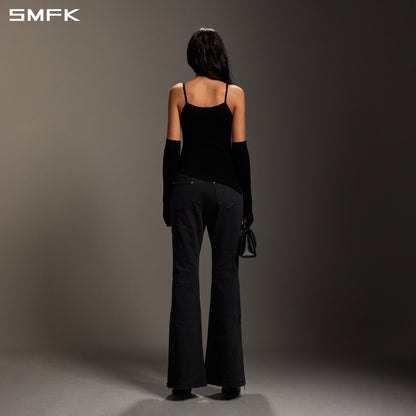 SMFK Mirage Siren Flared Denim Pants Garment Dye Vanish Black