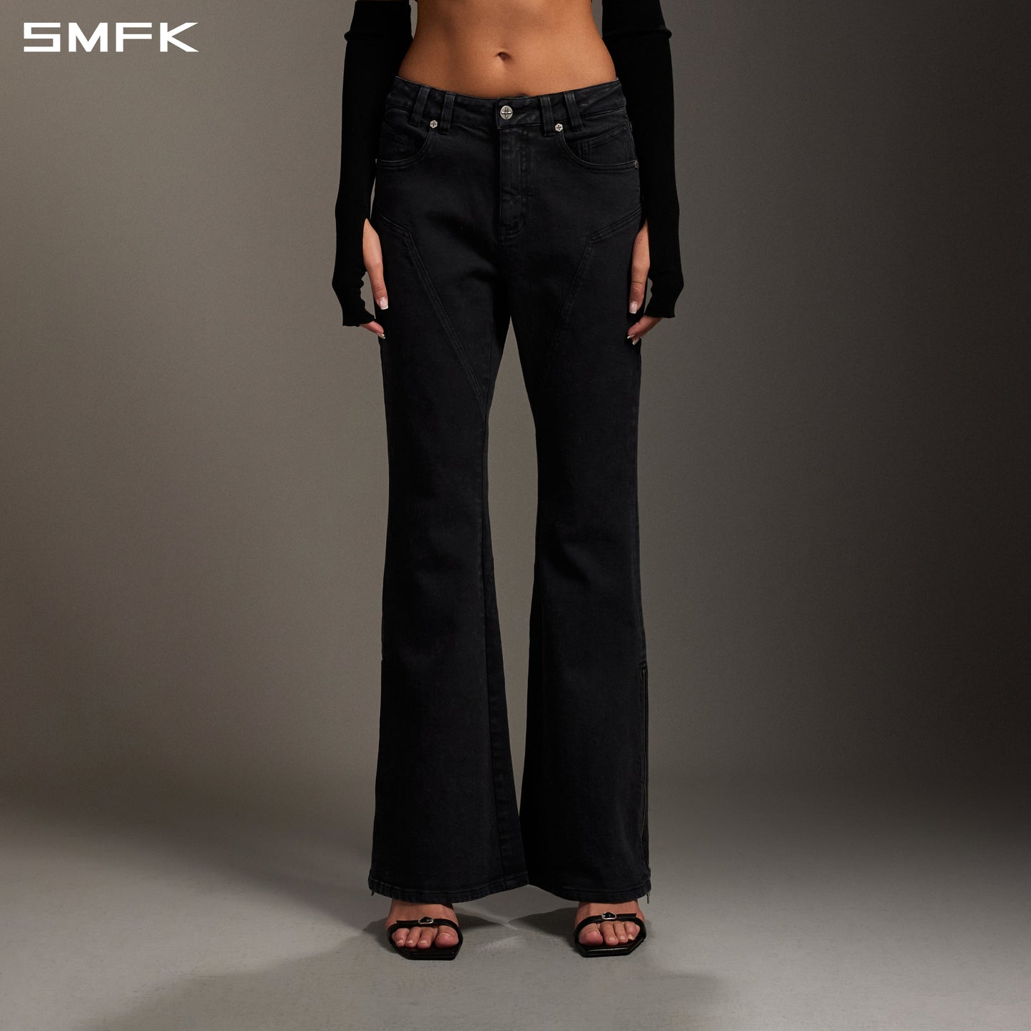 SMFK Mirage Siren Flared Denim Pants Garment Dye Vanish Black