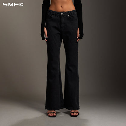 SMFK Mirage Siren Flared Denim Pants Garment Dye Vanish Black