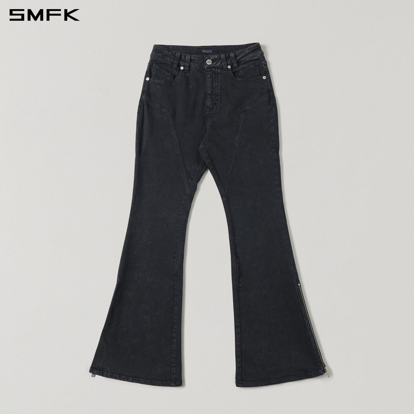 SMFK Mirage Siren Flared Denim Pants Garment Dye Vanish Black