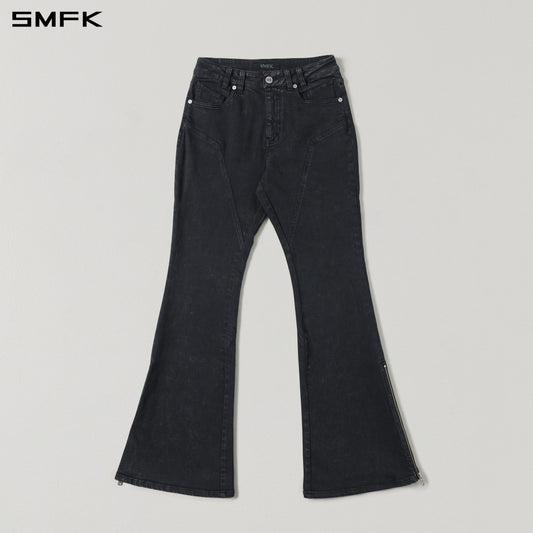 SMFK Mirage Siren Flared Denim Pants Garment Dye Vanish Black