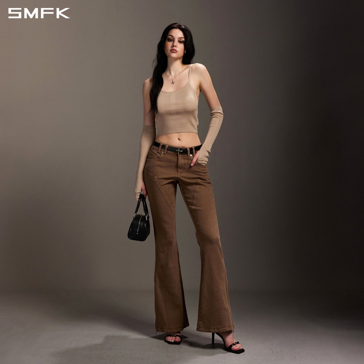 SMFK Mirage Siren Flared Denim Pants Garment Dye Vanish Brown