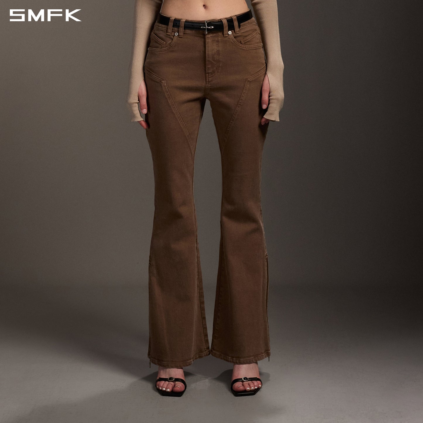SMFK Mirage Siren Flared Denim Pants Garment Dye Vanish Brown