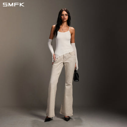 SMFK Mirage Siren Flared Denim Pants Garment Dye Vanish White