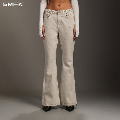 SMFK Mirage Siren Flared Denim Pants Garment Dye Vanish White