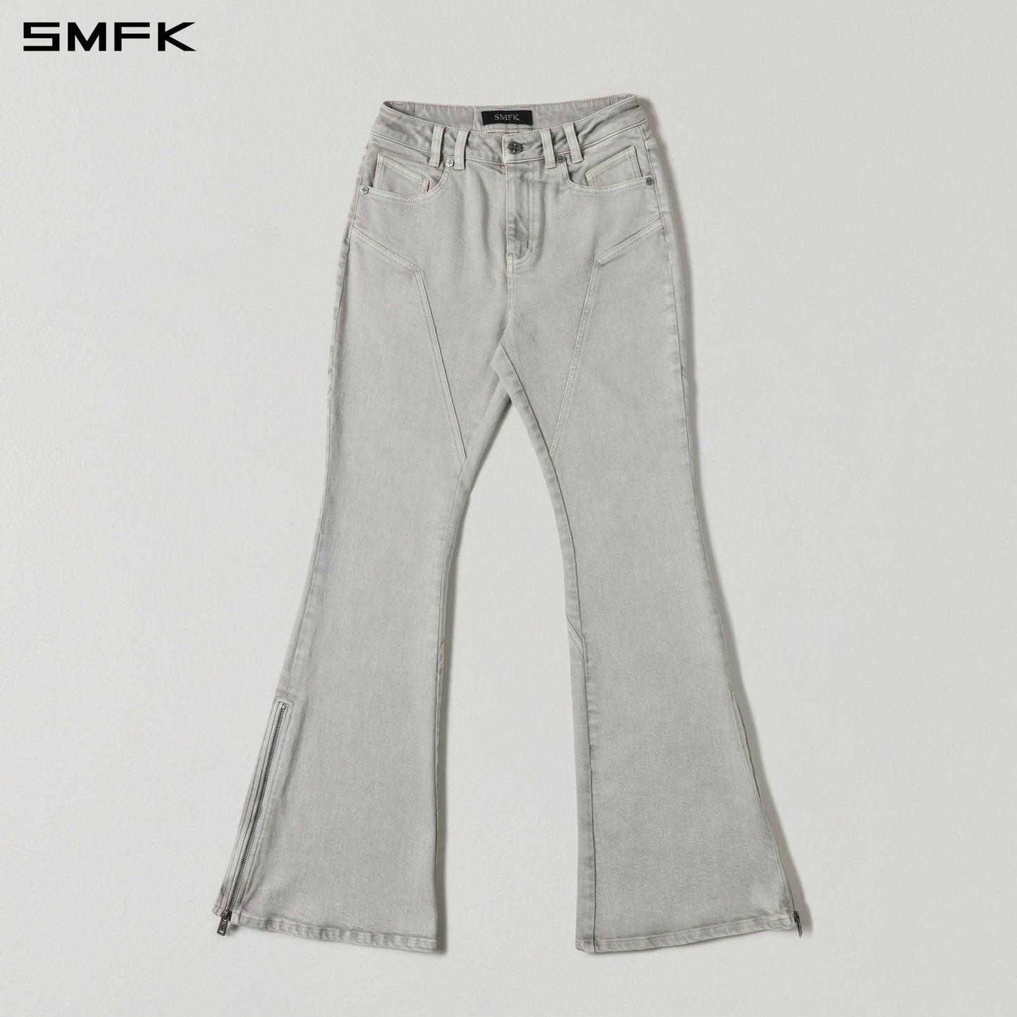 SMFK Mirage Siren Flared Denim Pants Garment Dye Vanish White
