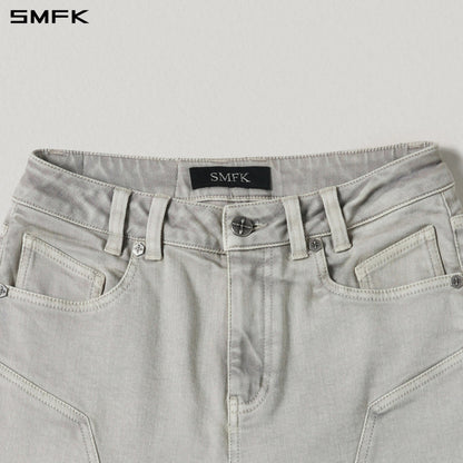 SMFK Mirage Siren Flared Denim Pants Garment Dye Vanish White