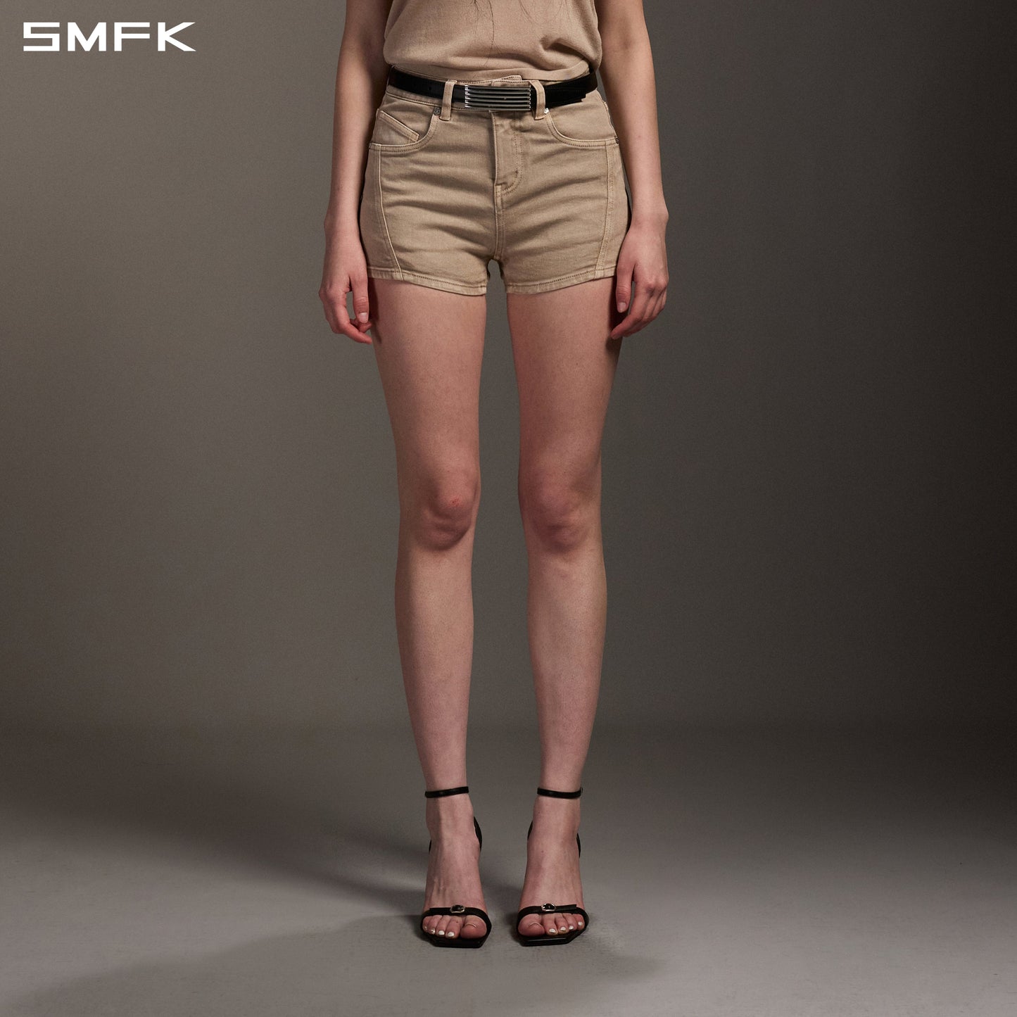 SMFK Vintage Vanish Skinny Denim Shorts Garment Dye Fresh Skin