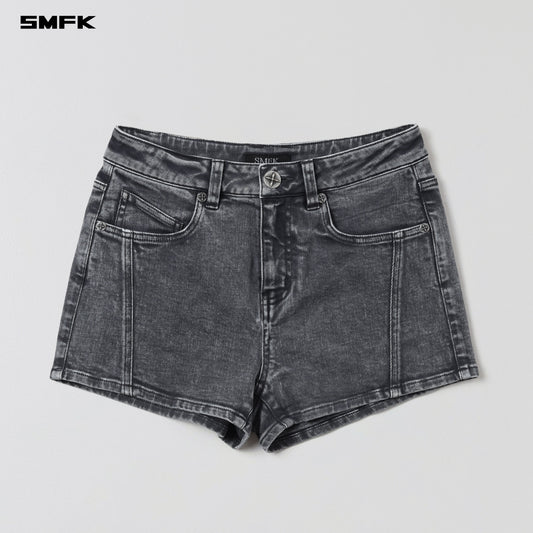 SMFK Vintage Vanish Skinny Denim Shorts Garment Dye Storm Grey