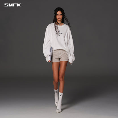 SMFK Vintage Vanish Skinny Denim Shorts Garment Dye Vanish White