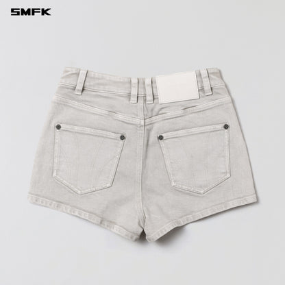 SMFK Vintage Vanish Skinny Denim Shorts Garment Dye Vanish White