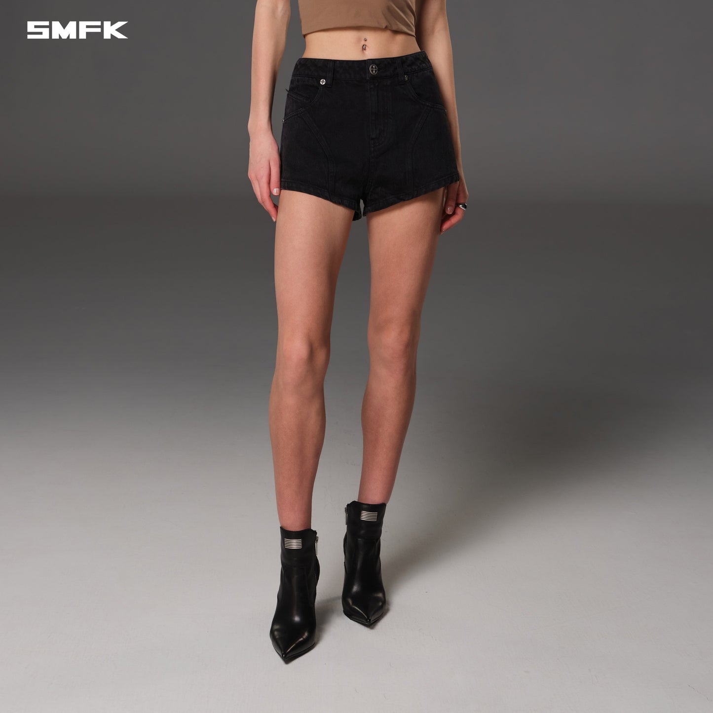 SMFK Vintage Vanish Denim Shorts Garment Dye Vanish Black