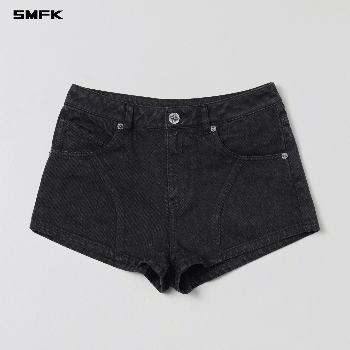 SMFK Vintage Vanish Denim Shorts Garment Dye Vanish Black
