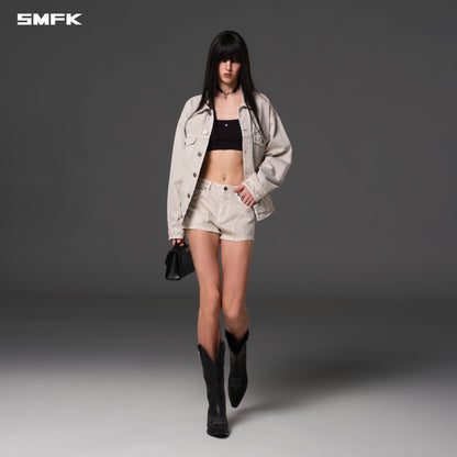 SMFK Vintage Vanish Denim Shorts Garment Dye Vanish White