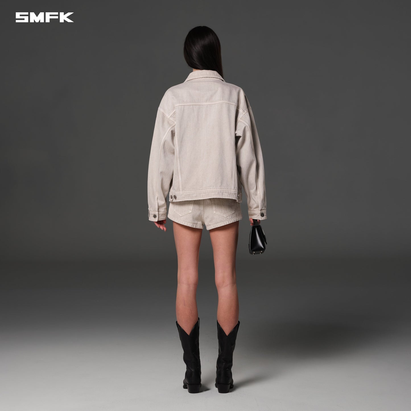 SMFK Vintage Vanish Denim Shorts Garment Dye Vanish White