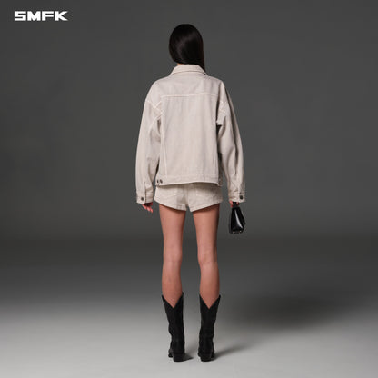 SMFK Vintage Vanish Denim Shorts Garment Dye Vanish White