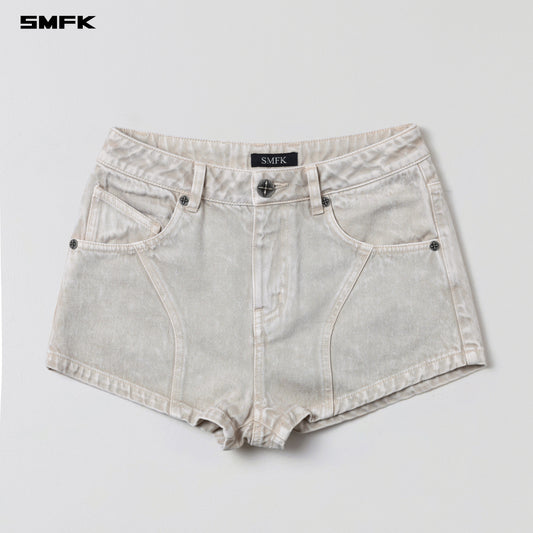 SMFK Vintage Vanish Denim Shorts Garment Dye Vanish White