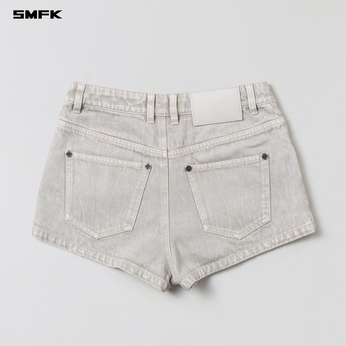SMFK Vintage Vanish Denim Shorts Garment Dye Vanish White