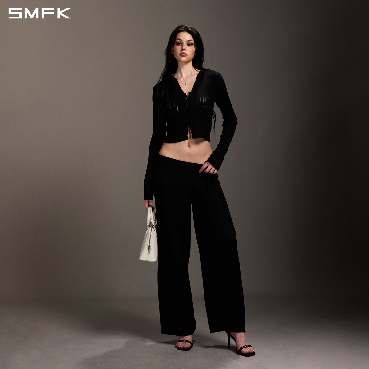 SMFK Myth Seer Strt Knit Pants Tencel+Silk Wild Black