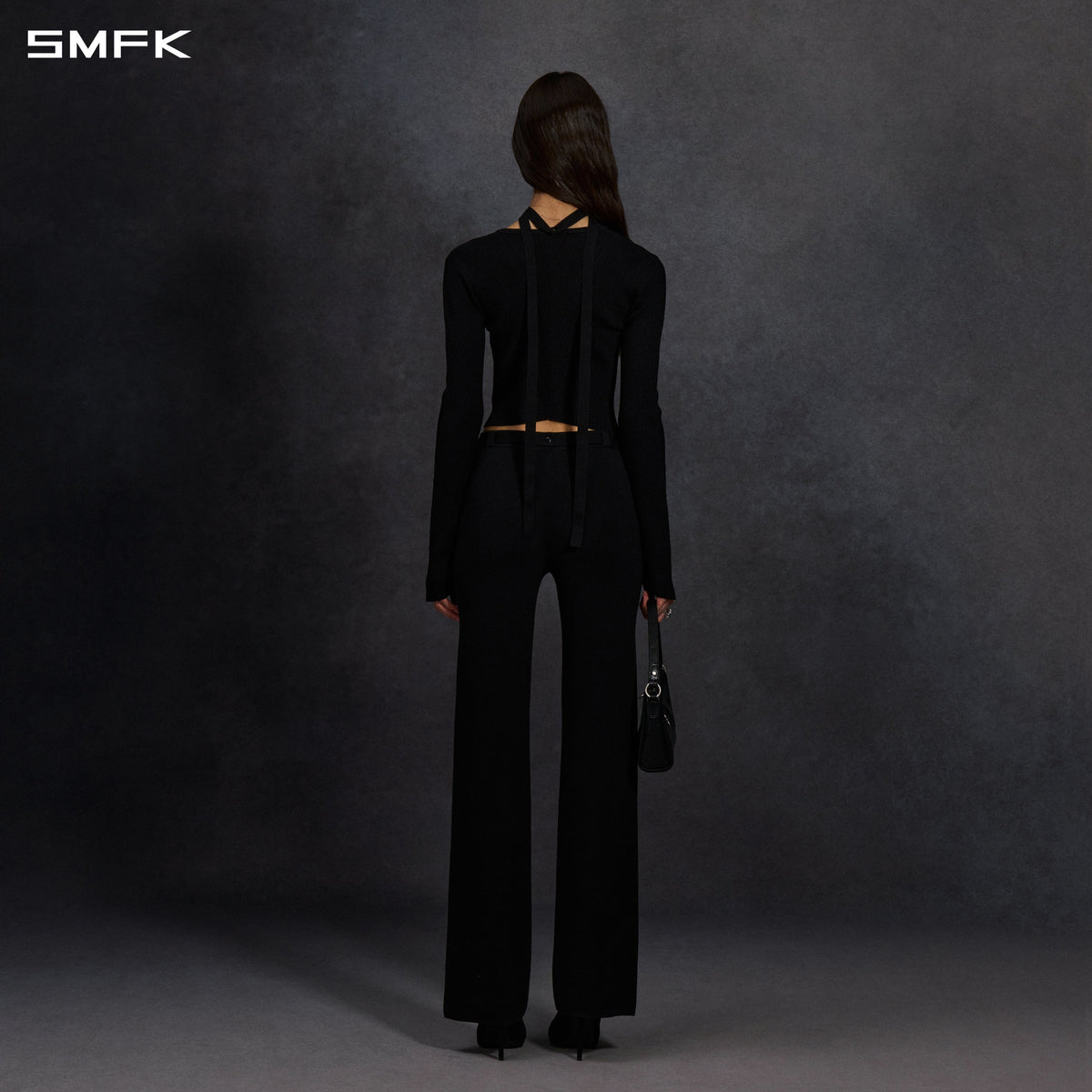 SMFK Myth Siren Evening Flared Knit Pants Lenzing Tencel+Silk+Cotton Wild Black