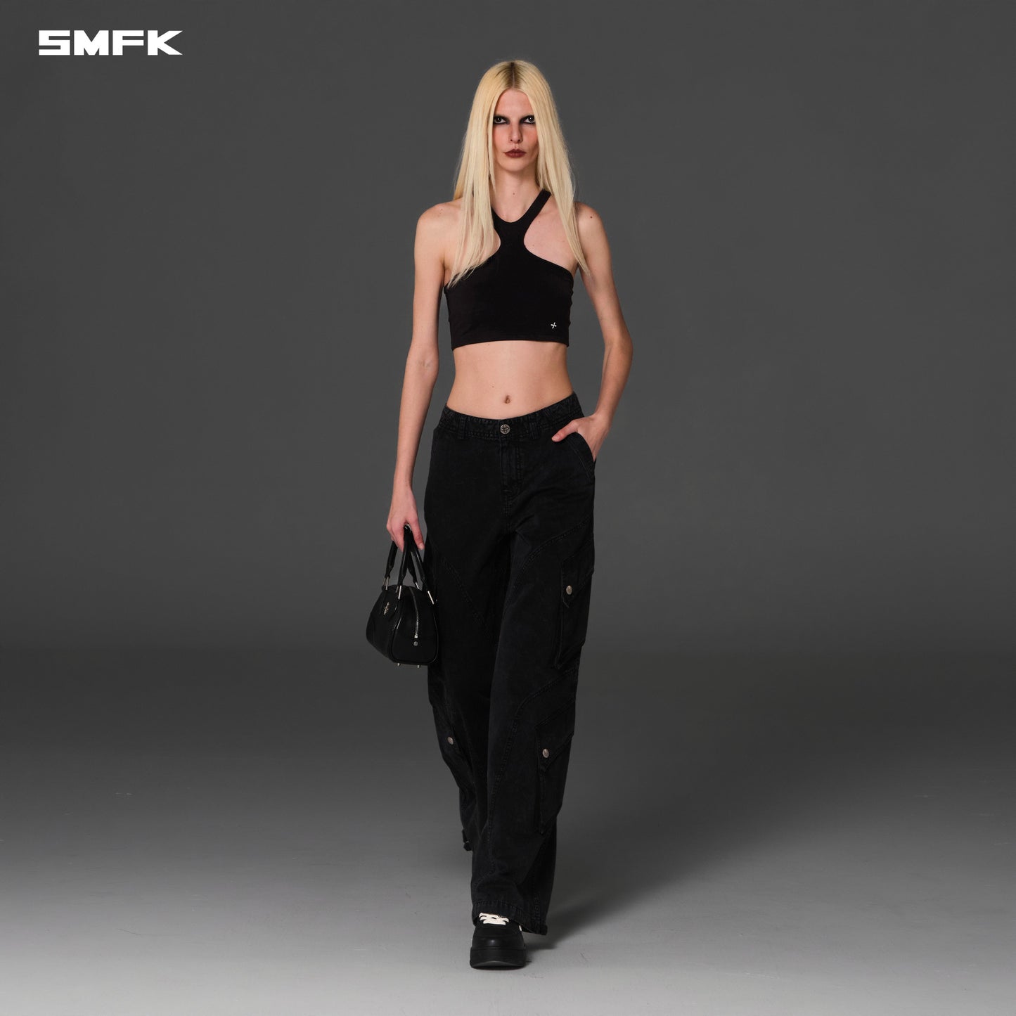 SMFK Mirage Vanish Loose Cargo Garment Dye Vanish Black
