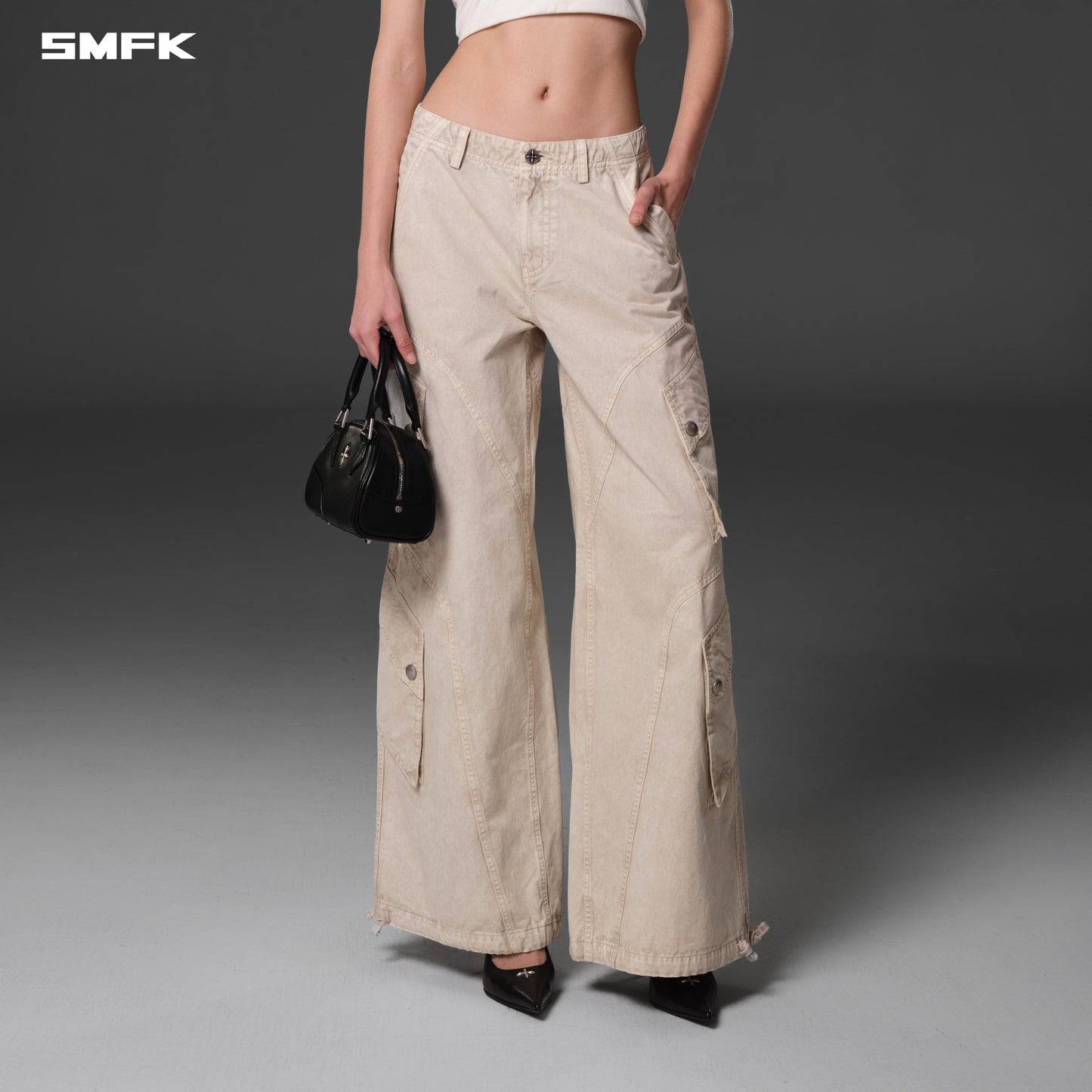 SMFK Mirage Vanish Loose Cargo Garment Dye Vanish White
