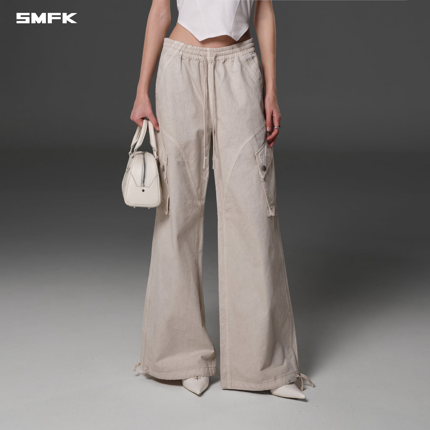 SMFK Mirage Vanish Loose Sports Cargo Garment Dye Vanish White