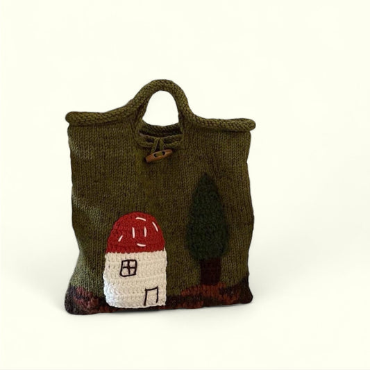 ✦FX✦ OneBlueNook Mushroom House in Forest Knit Tote Bag