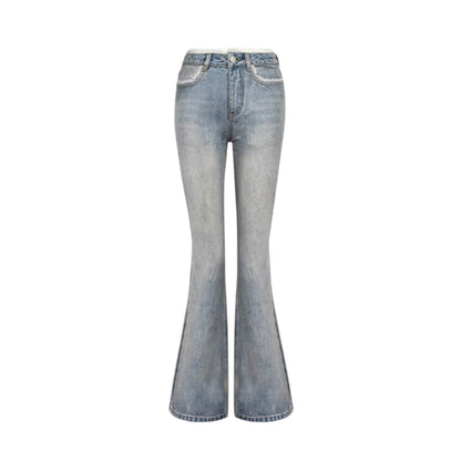 Ann Andelman Blue Retro Slim Lace Flared Jeans