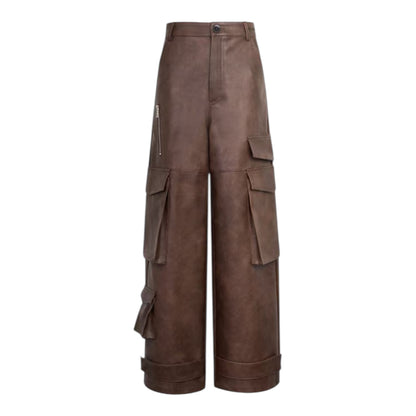 Ann Andelman Brown Washed Leather Pants