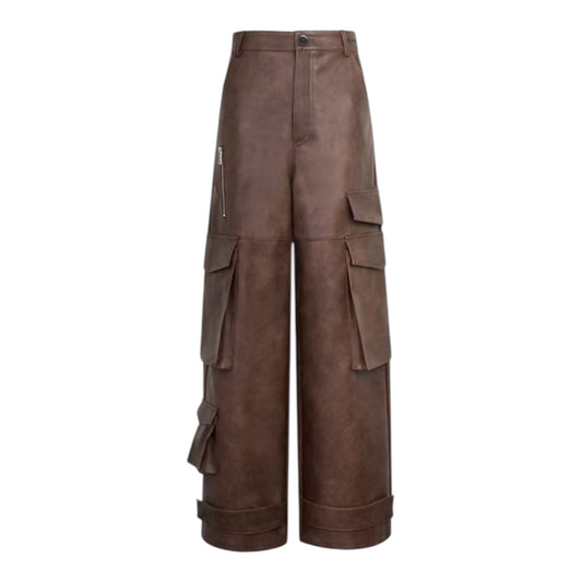Ann Andelman Brown Washed Leather Pants