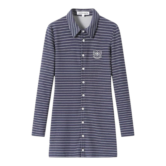 Andrea Martin Casual Preppy Striped Knit Dress