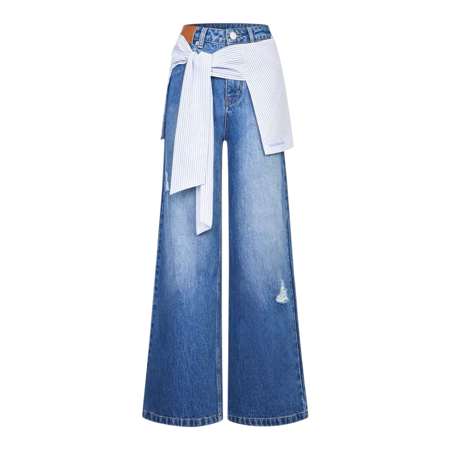 Ann Andelman Light  Blue Jeans With Shirt Tie Detail