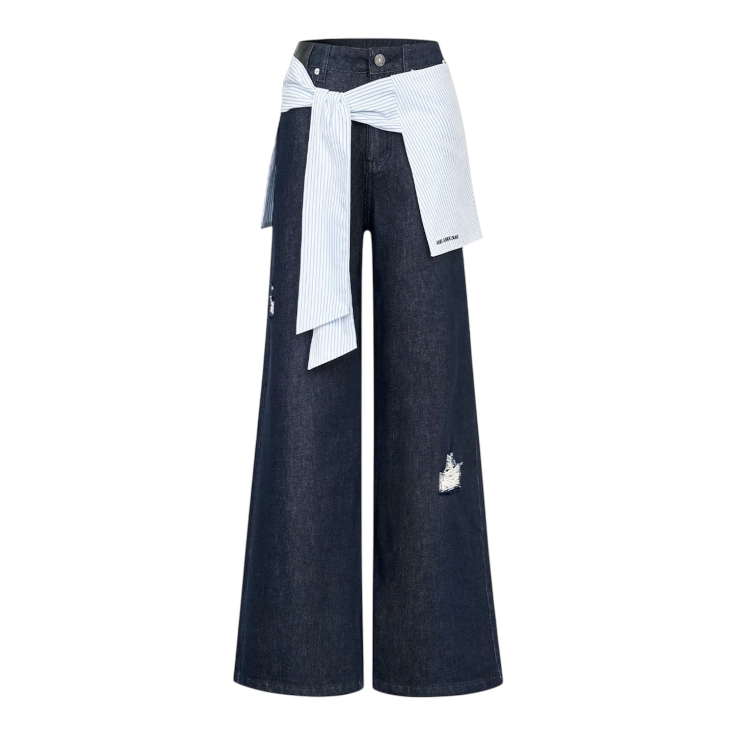 Ann Andelman Dark Blue Jeans With Shirt Tie Detail