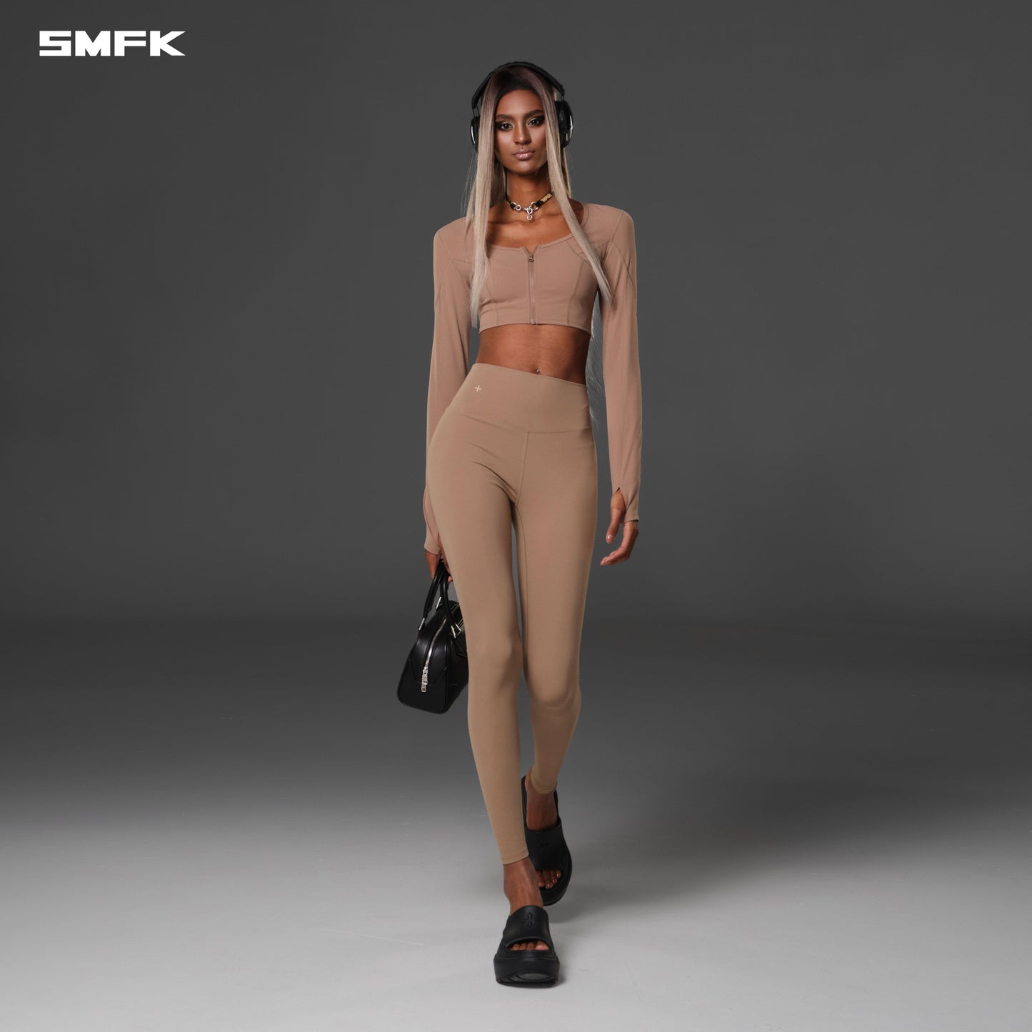 SMFK Focus Gym Taper Pants Lycra Nylon Wild Brown